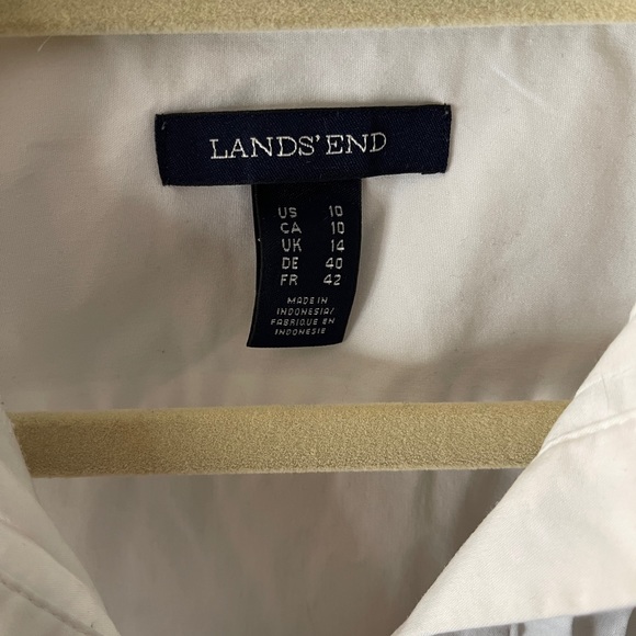 White Lands End Pleat Ruffle Front Button Up 10 - Picture 3 of 5